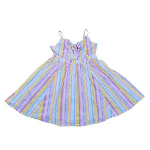 Plus Size Pastel Stripe Dress Torrid Size 2X Sleeveless Stretch Cotton Twist - Picture 10 of 10